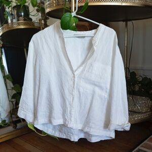 Everlane White Linen Button Down